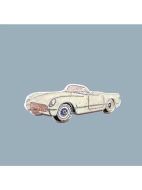Vintage Corvette Car Lapel Pin White Metal Classic Convertible 1953 Chevrolet